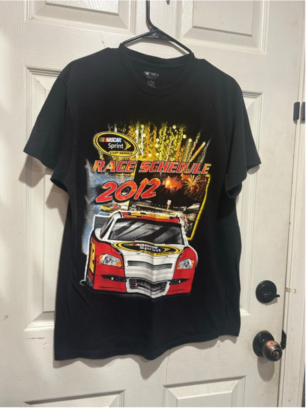 Men's NASCAR Black Red 2012 Race Schedule Short Sleeve Tee L